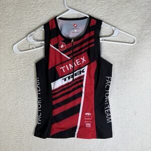 Castelli Trek Cycling Jersey Womens Large Red Sleeveless TIMEX Factory Team